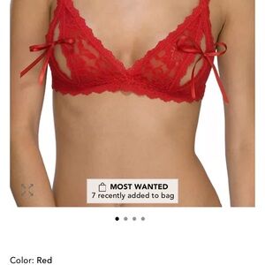 Hanky Panky Red Lace Bralette with Ribbon Details